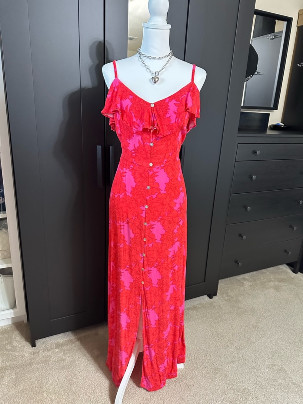 Lily Rose Floral Button Front Maxi Dress XXL